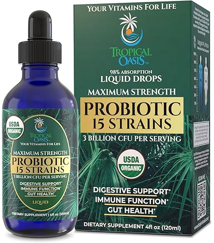 Tropical Oasis  Organic Probiotic Drops  15 Strains 3 Billion, 4 fl oz