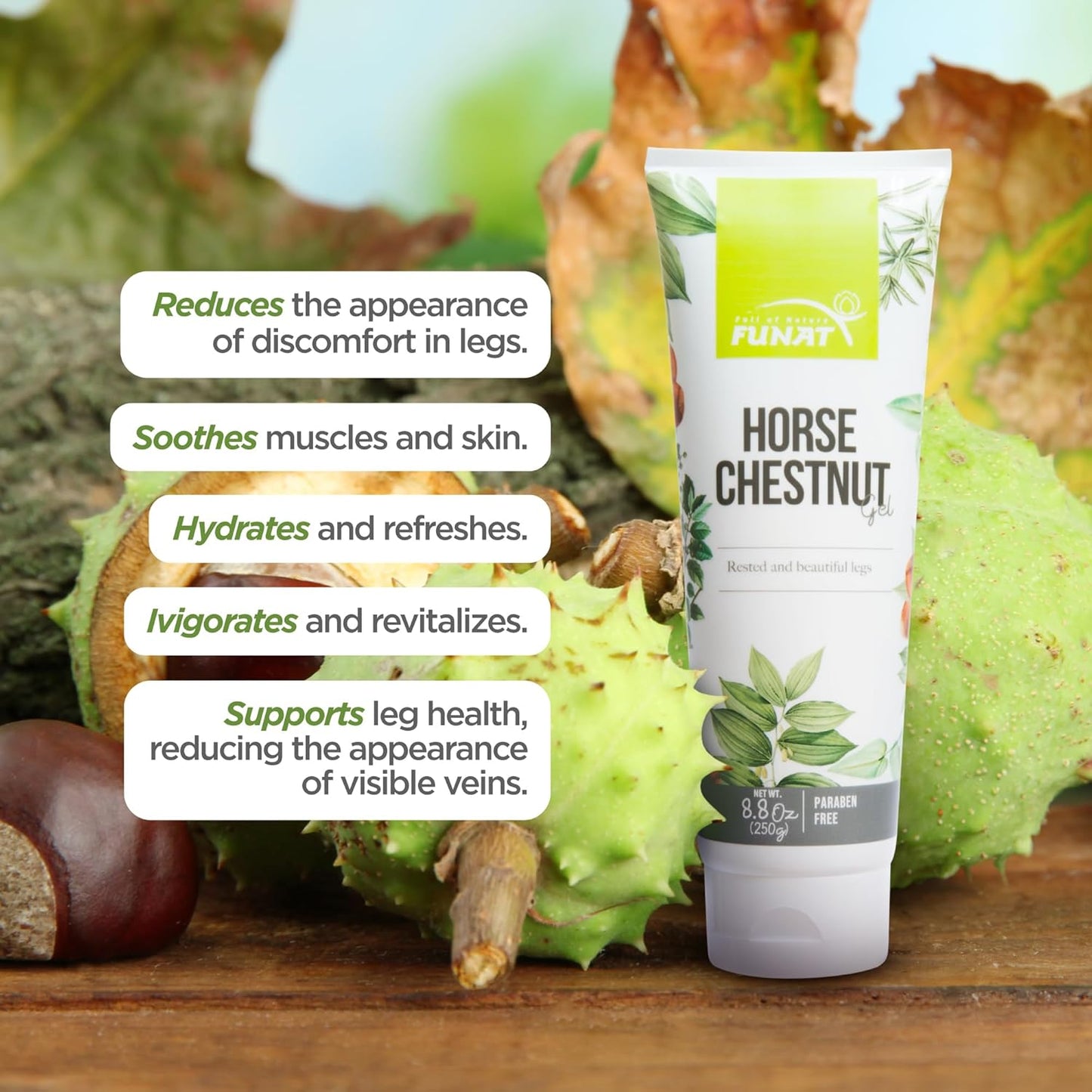 FUNAT Horse Chestnut Gel – Refreshing Leg Gel for Tired, Heavy Legs