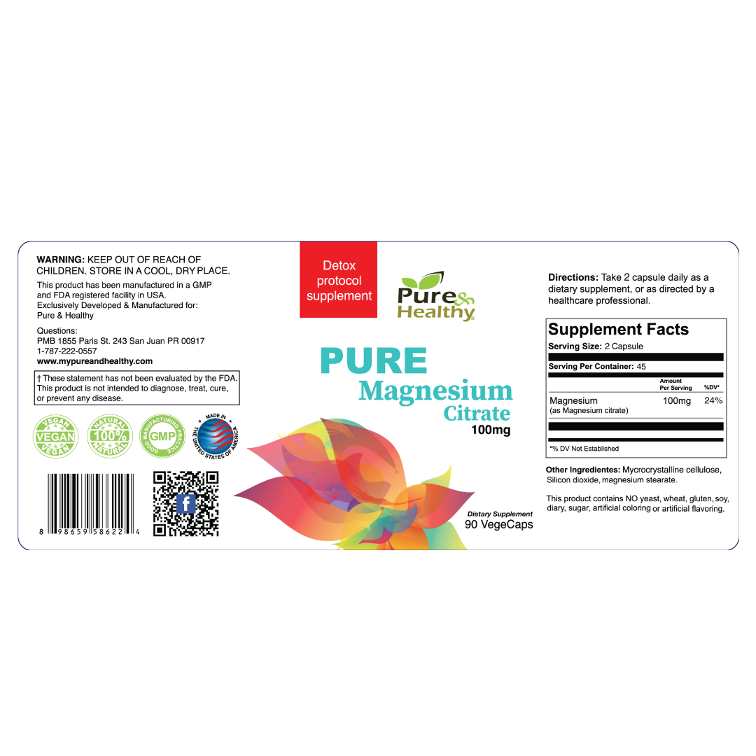Pure Magnesium Citrate 100mg – Pure & Healthy